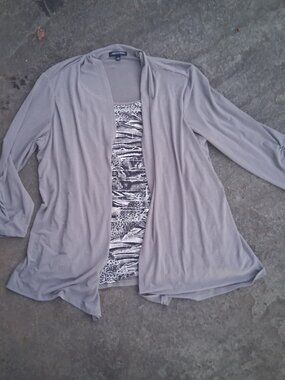Notations Layered Top Jacket size L Boho  Draped Tan Beige